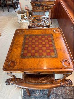 Gorgeous Theodore Alexander chest table with chair