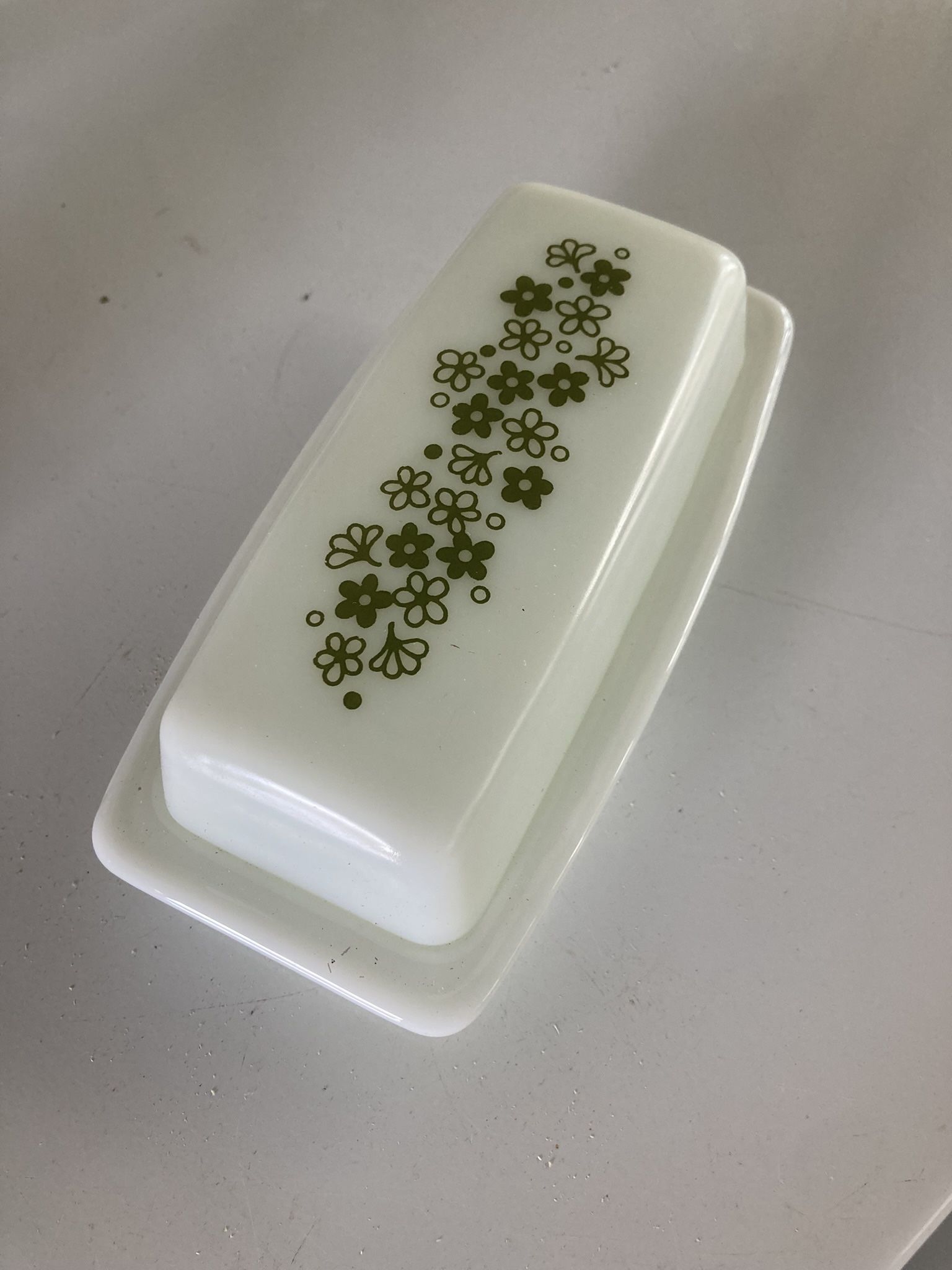 Pyrex Butter Dish Green Flowers