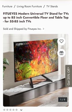 Table top tv stand for tv up to 85in