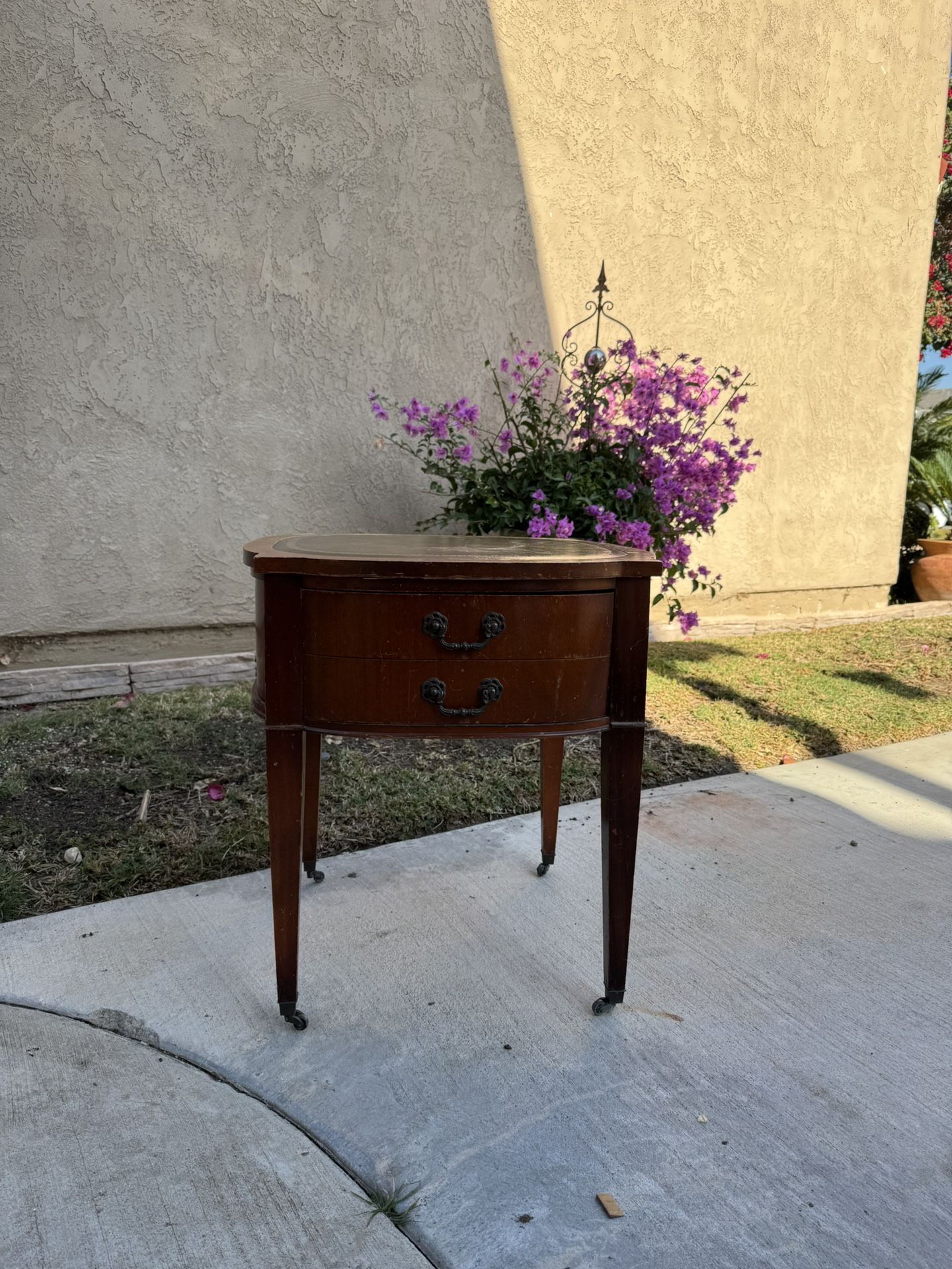 Antique Coffee Table With Mahogany Leather Top