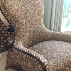Victorian rocking chair, 1800s, reupholstered, very comfortable, and beautiful shape, sad to part with, but happy for it to go to a good home