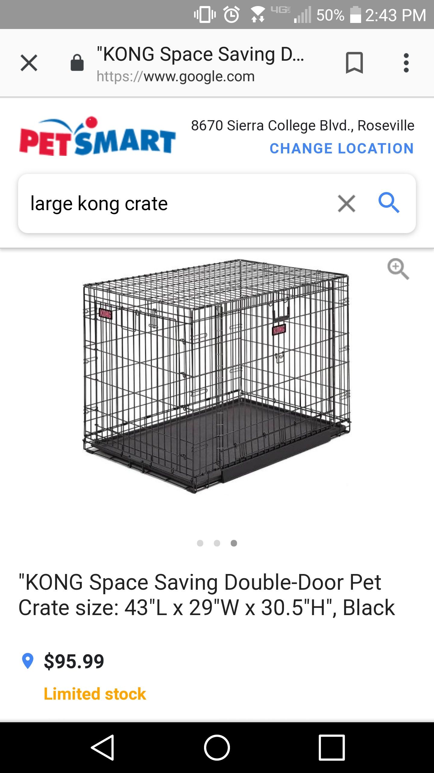 KONG Space Saving Double Door Pet Crate size 43 L x 29 W x 30.5 H