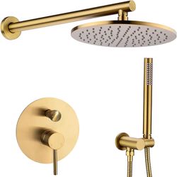 10 inch Round Bathroom Luxury Rain Mixer Combo Set Wall Mounted Rainfall Shower Head System (Contain Faucet Rough-in Valve Body and Trim)（$233.99)