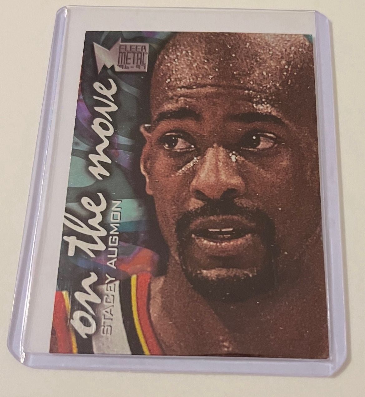 1996-97 Fleer Metal Stacey Augmon On The Move #110 Detroit Pistons