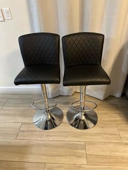 Set of 2 Black Adjustable Bar Stools