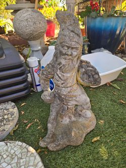 VINTAGE Concrete Garden Gnome Statue