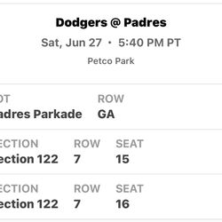Dodgers vs Padres 06/27