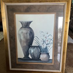 Wall decor Large Framed Art Piece Vases And Flowers