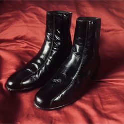 FLORSHEIM Duke Bike Toe Zipper Mens Boots Black Leather Size 10 Width D 17087-01