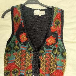 Women’s Colourful vintage knit sweater vest(small)
