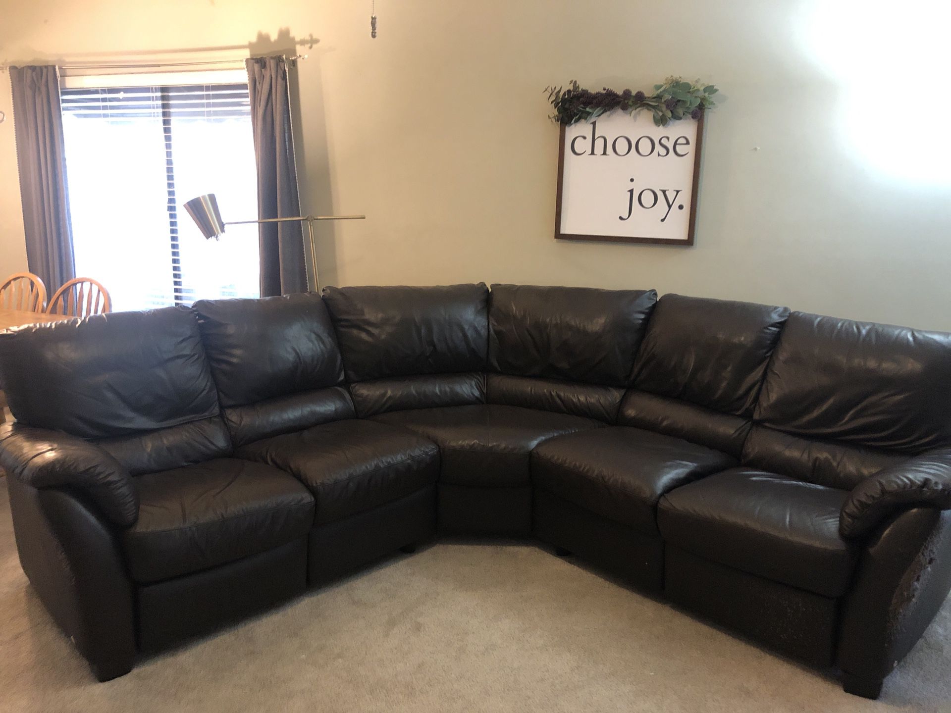 Dark Brown Leather Sectional NEED OUT BY TODAY