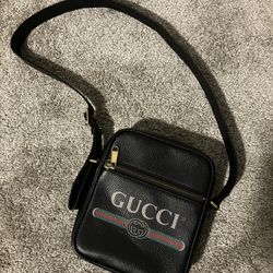 GUCCI Logo Print Sherry Line Messenger bag Shoulder Bag Leather