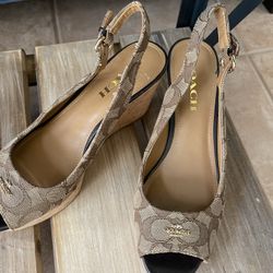 Coach Brown Wedge Sandal Size 7.5 