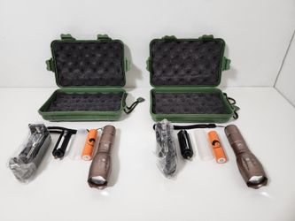 2pcs U`King XML-T6 LED Zoom Flashlight Tactical Torch with 18650 Rechargeable Battery ( Brown )