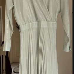 Zara Pleated Foil Dress (XS | SEA GREEN) - NEW, UNWORN