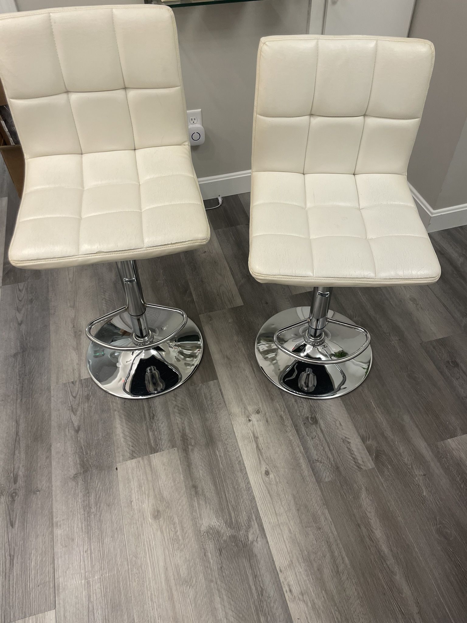 Bar Stools Set of 2, Adjustable PU Leather Swivel Barstools