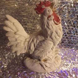 White Porcelain Rooster Figurine