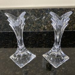 German Made Pair Of Vintage Crystal Candle Holder