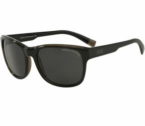 Armani Exchange AX4036F Sunglasses, Black-Dark Grey Transparent/Grey Solid Lens