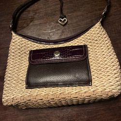 Brighton Women’s Brown Tweed Pattern Shoulder Purse
