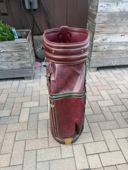 Vintage Burgundy Leather Golf Bag