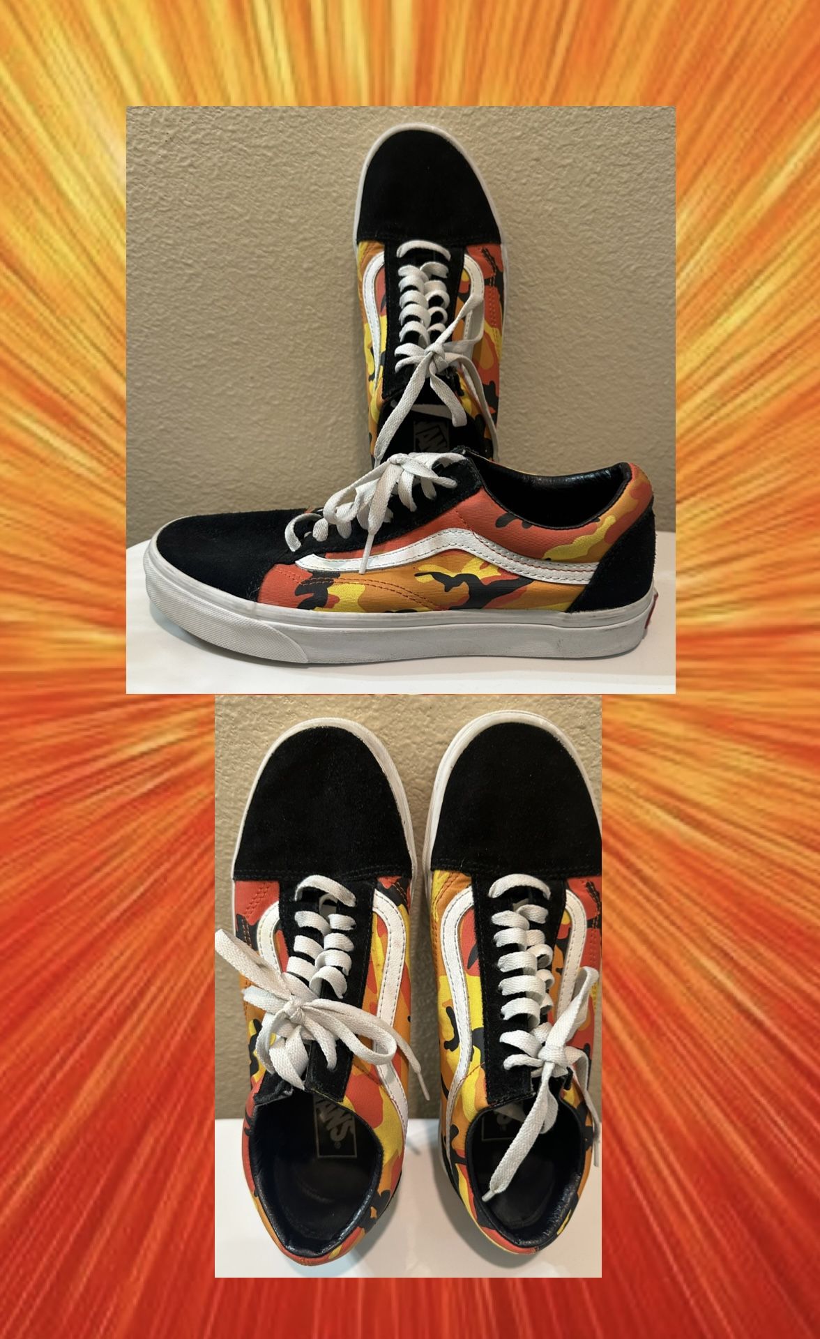 Vans Spicy Orange And White Shoes