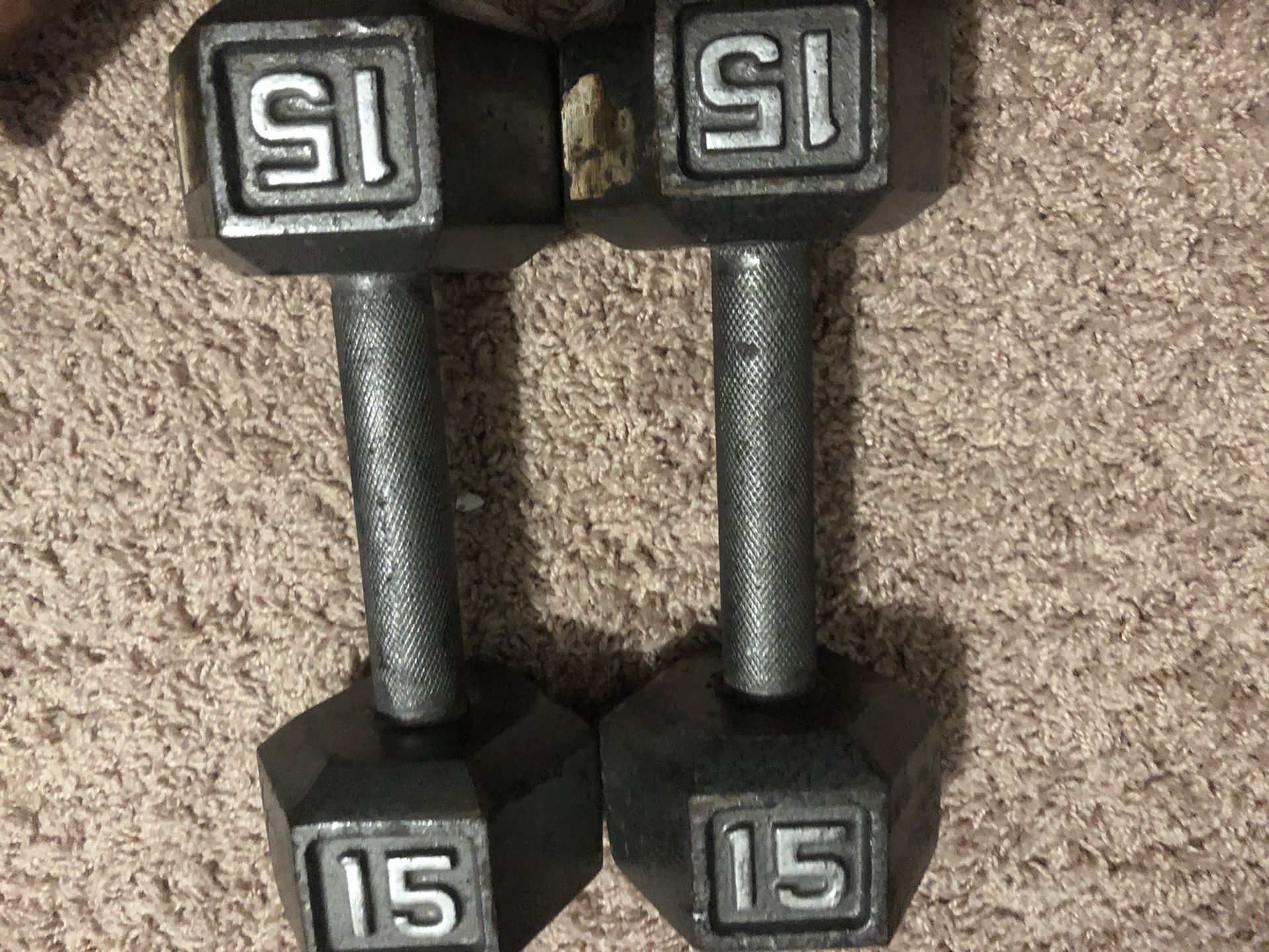 15 lbs hex dumbbells