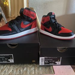 Jordan 1 Bred Satin Kids Size 2.5y 10c