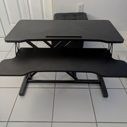 Black Standing Desk Converter – Two-Tier | Adjustable Height