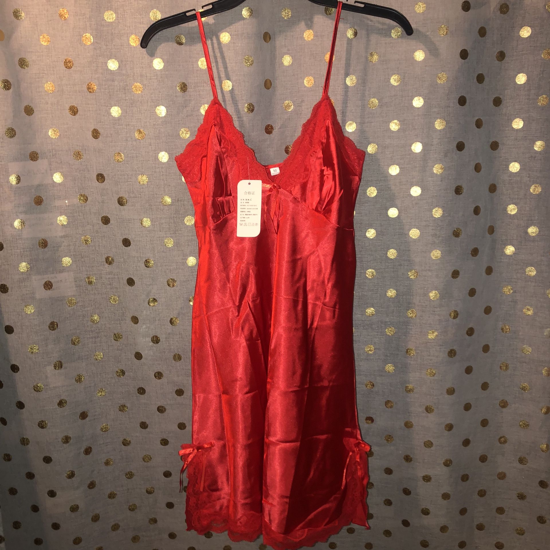 NWT Size Medium Red Silky Nightgown Lingerie