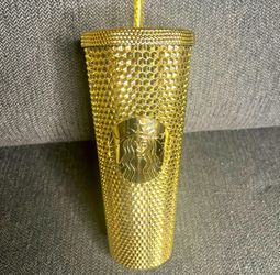 Starbucks Gold Studded Tumbler 2022 Fall Winter Holiday Bling