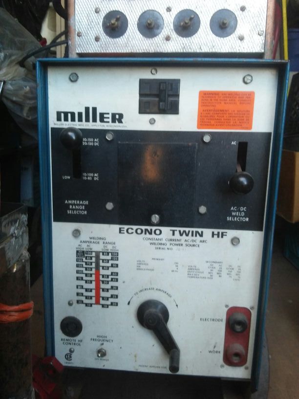 Miller Econo Twin HF Constant Current AC/DC Arc Welding Power Source stick and tig welder includes all leads for stick and tig gun