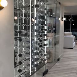 Glass wine cellar in all the measures