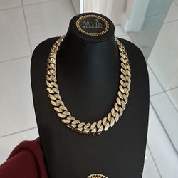 22MM 24" (625 Grams), 14K Yellow Gold over .999 Silver, Cuban Link Chain