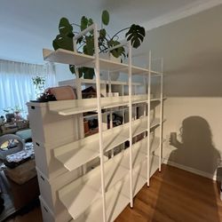 5 SHELF METAL/WOOD WHITE Modern