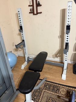 Gym rack and bench