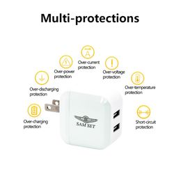 Sam Set USB Wall Charger, Foldable Charger Adapter, 2.4Amp Dual Port Quick Charger Plug Cube Replacement For Phone 12/12Pro/11/11Pro Max/X/XS/XR/8/7/6