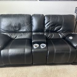 Dual recliner Leather Couch With LED lights 