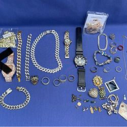Junk Drawer Jewelry Mixed Lot  Men’s/Women’s Earrings~Necklace~Bracelets & More