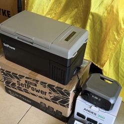COMBO FOR CAMPING-MOBILE FREEZER 21Q FAST COOLING IN JUST 15 MIN. + AMPACE ANDES 300W PORTABLE POWER STATION FAST CHARGING IN 1 HOUR