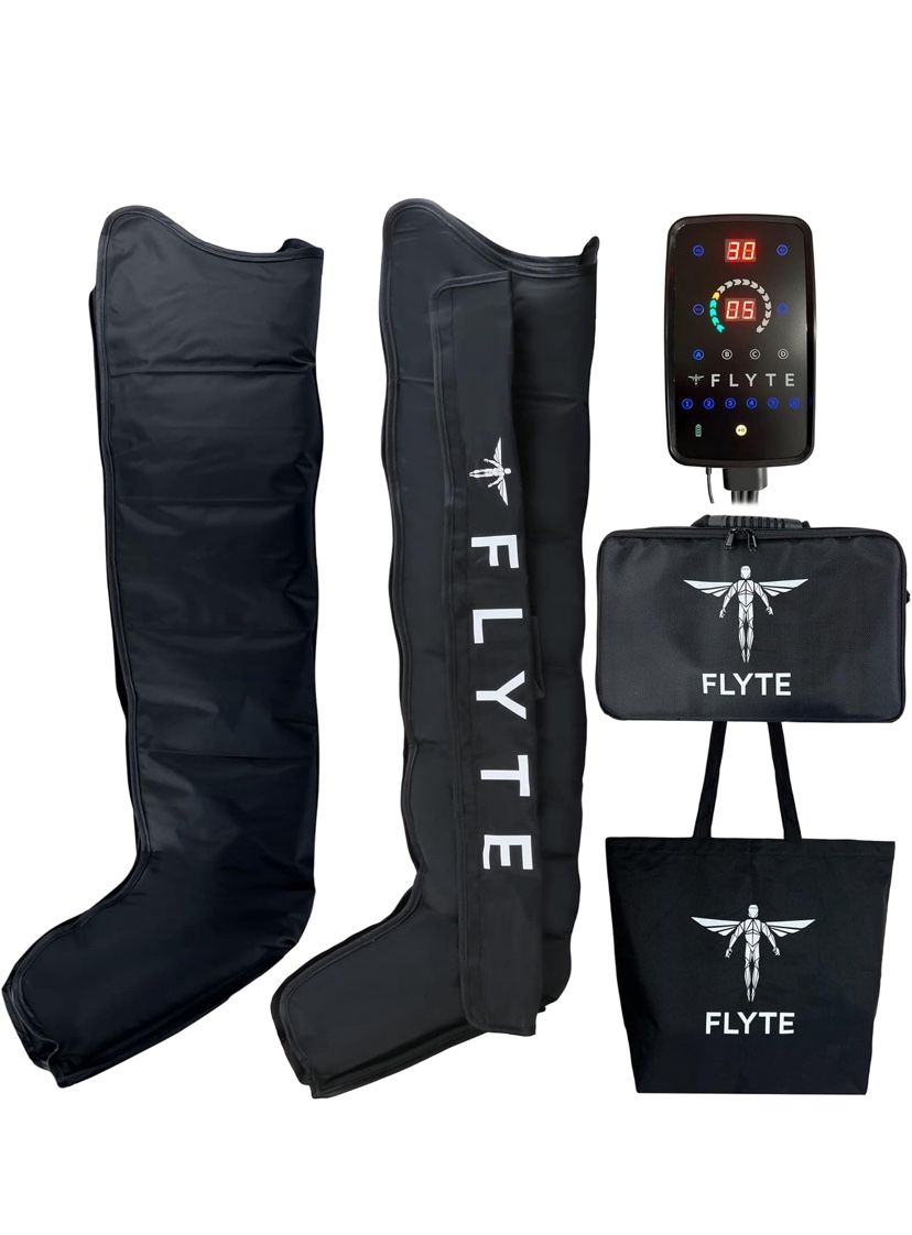 Flyte Air Compression Boots - Portable Full Leg Recovery System Massager for Circulation & Muscle Recovery - 4 Modes,