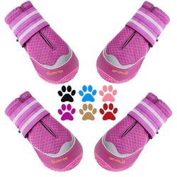 QUMY 4PCS Dog Boots for Large Dogs, Medium Dog
