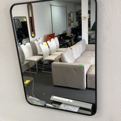 22 in. W x 30 in. H Black Bathroom Mirror Metal Framed Rectangular Wall Mirror for Entryways, Living Rooms, Bathrooms