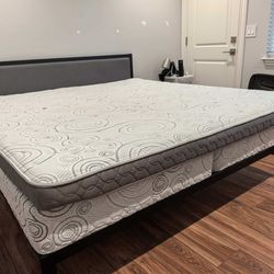 King size bed frame + extra firm mattress
