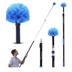 EVERSPROUT 5-to-12ft Telescoping Durable Duster with Extension Pole – Lightweight 3 Stage Cobweb Duster – Extendable to 20ft Reach for Cleaning High C