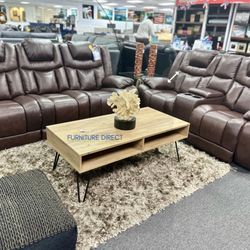 Buy NOW Pay Later Gorgeous Brown 100% Genuine Leather Power Reclining Sofa & Loveseat Set 65% off for Pre-black Friday Sale (Don’t Miss Out)