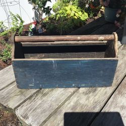 Vintage Wooden Toolbox/ Carpenters Caddy Primitive 