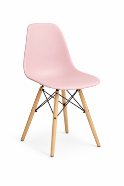 Pink Dining Chair with Wood Legs Set of 4