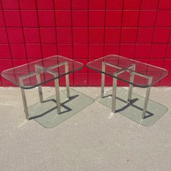 1970s Mid Century Modern Chrome End Tables (PAIR)