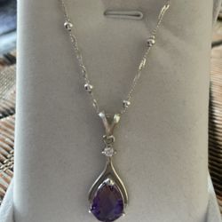 Amatista Necklace Italian Silver 925 New